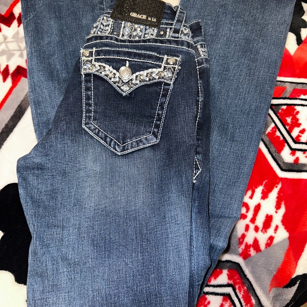 Grace in LA Dark Blue Boot Cut Jeans